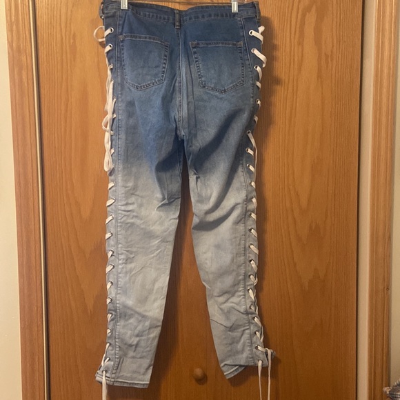 Women Blue Connection Jeans pants laced sides 👖 size 17 - Picture 4 of 4